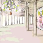 Vizualizace návštěvnické cesty – Kancelář generálního komisaře & Rony Plesl (koncept spirálovitého prostoru s nástěnnými malbami a světelnými instalacemi)