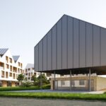 Vizualizace WOODARÉNA Ostravice – nové centrum bydlení, služeb, sportu a kultury na místě bývalé pily v Ostravici.