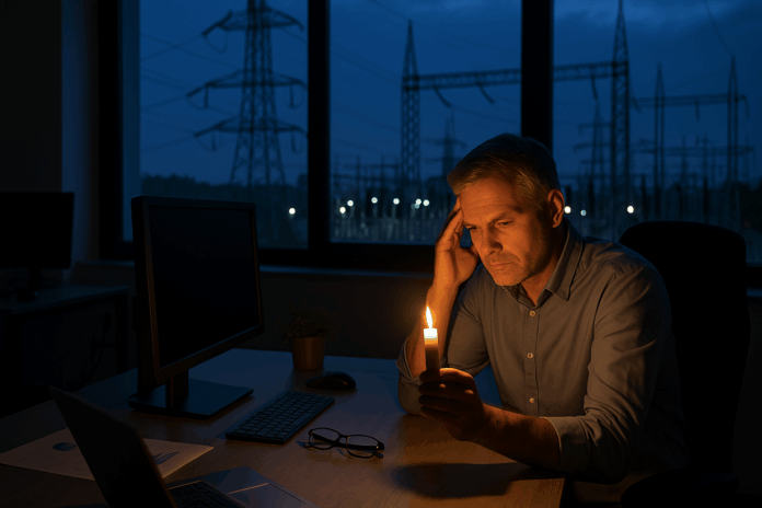 Blackout v kanceláři: Výpadek proudu nutí firmy přemýšlet o energetické odolnosti a vlastní výrobě elektřiny.
