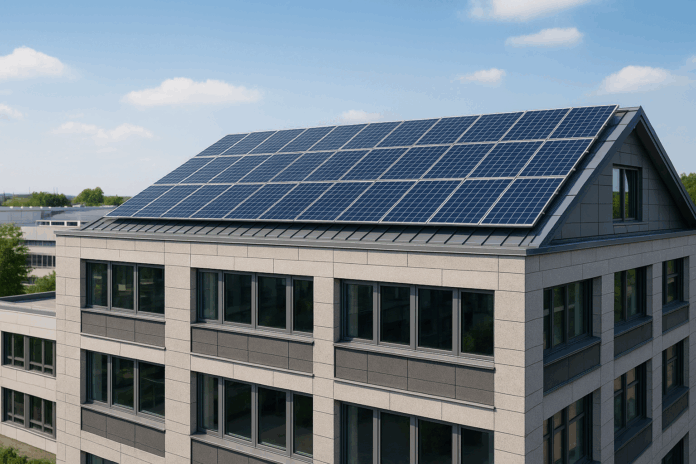 fotovoltaické panely na budově