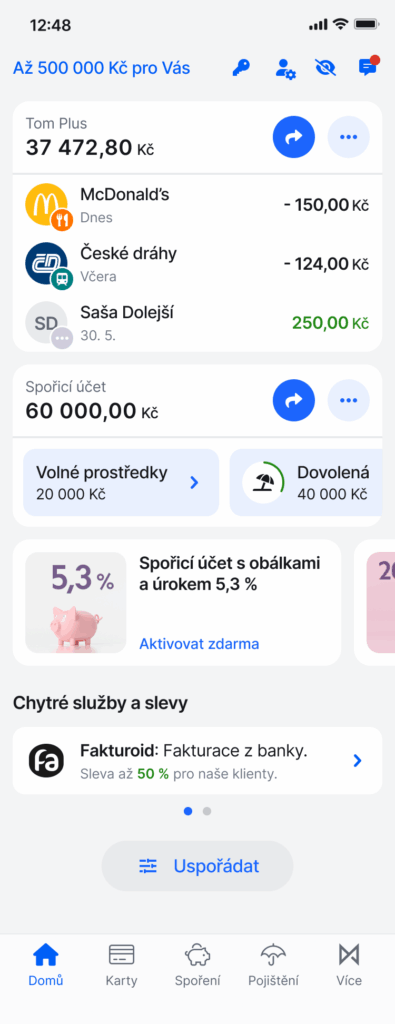 Dashboard - nova sekce v SB a zvyhodneni