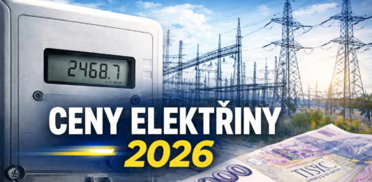 Ilustrační foto k tématu ceny elektřiny 2026 – elektroměr, přenosová soustava a bankovky symbolizující změny regulovaných cen elektřiny v Česku